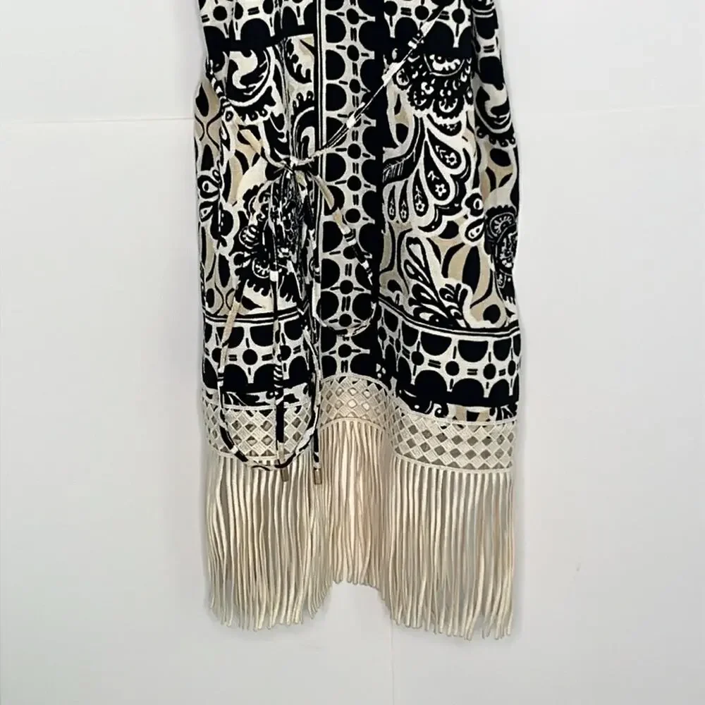 Womens Tahari ASL Border Print Fringe Sheath Dress Size 4 - Picture 4 of 11